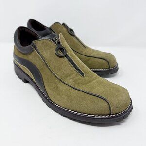 Vintage 90s Donald Pliner Olive Green Suede Casual Shoes Women's Size 8.5 EUC